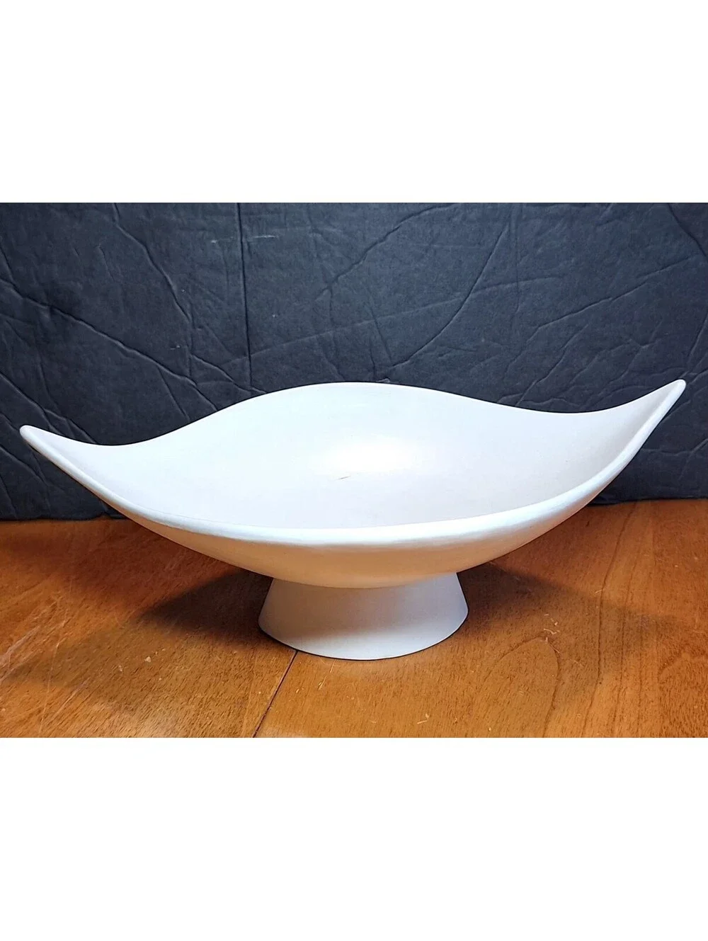 Crate/Barrel Look Alike Art Pottery Oval Shaped Pointed Ends Trinket Dish Signed